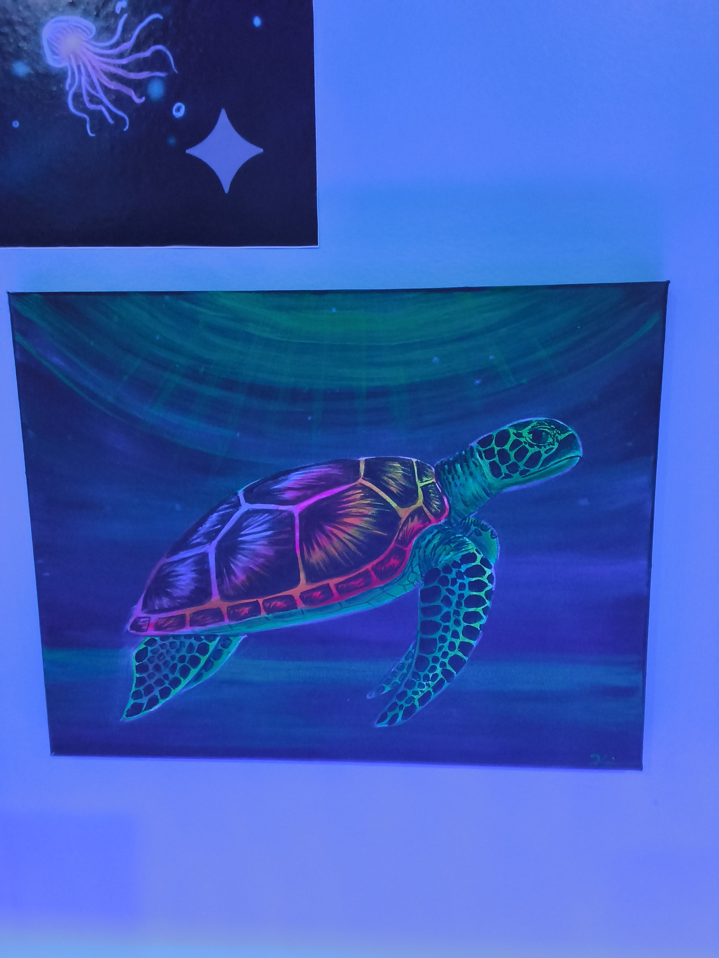 11" x 14" hand painted uv reflective canvas by Killaart
