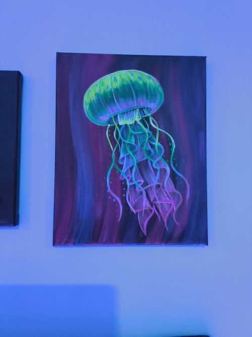 8" x 10" hand painted uv reflective canvas by KillaArts
